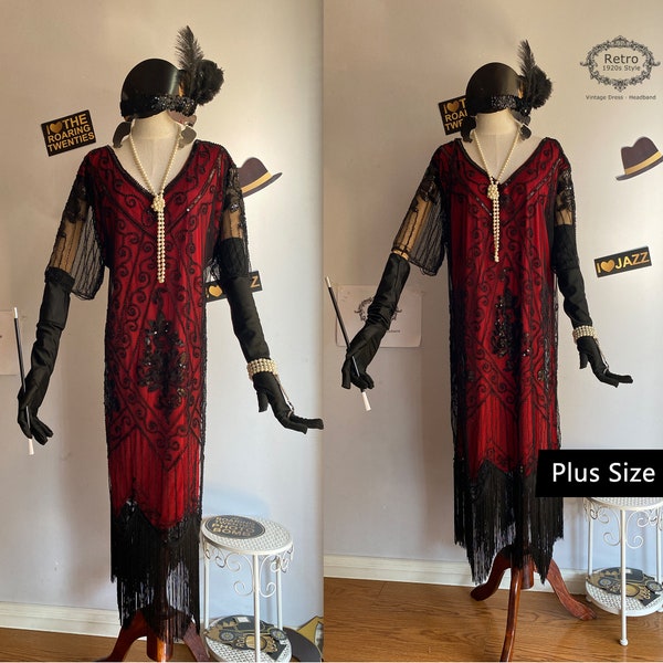 S-5XL Plus Size 1920s Art Deco Fringed Sequin Dress 20s Flapper Gatsby Costume Dress /Flapper Dress Great Gatsby Themed Roaring 20s Dresses