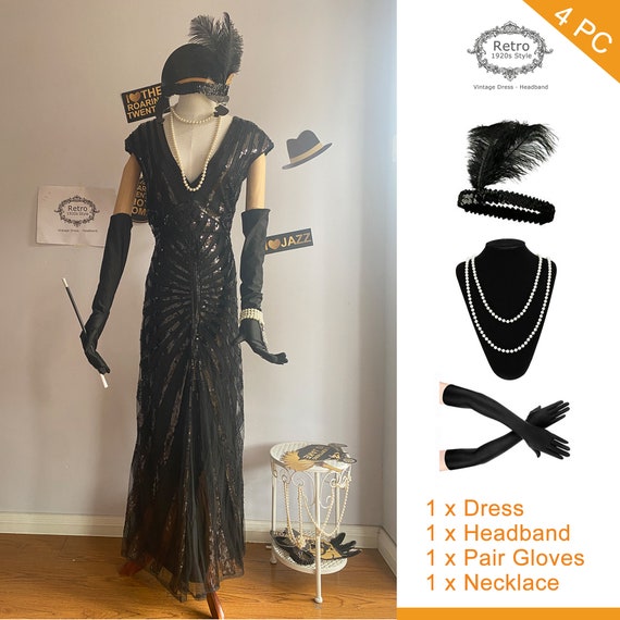 Formal Evening Flapper Dress 1920s Gatsby Charleston Downton Sequin Mermaid  Long Dress for Party 20s Bridal Wedding Dress 
