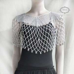 Roaring 20s Bride Flapper Shawl Wraps Gatsby Beaded Wedding Cape Bridal Shawl for Evening Cocktail Dresses Wedding Cosplay Party