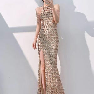 Vestidos de fiesta formales de boda estilo Gatsby de la década de 1920, vestido de cóctel, vestido de fiesta de bienvenida con lentejuelas, vestido de noche de sirena para graduación, vestido de fiesta nupcial, vestido de invitada