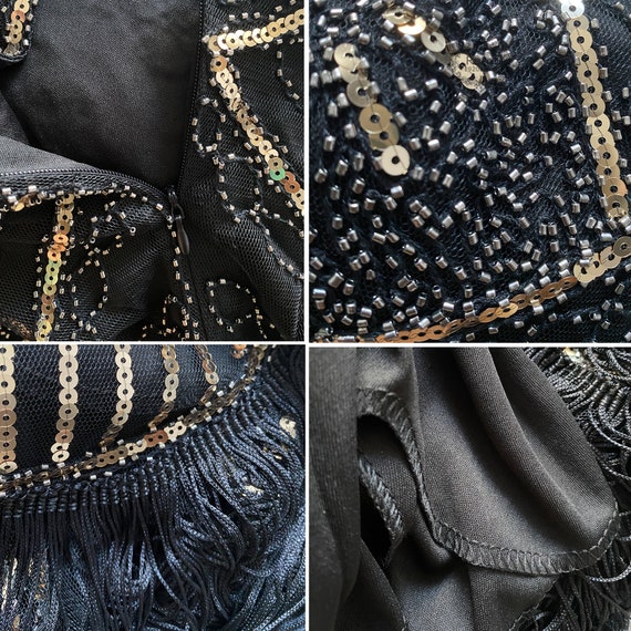 Capelet Vintage à Paillettes Et Perles Noir - Châle Années 1920 Pour Soirée, Mariage, Déco Fête - 9