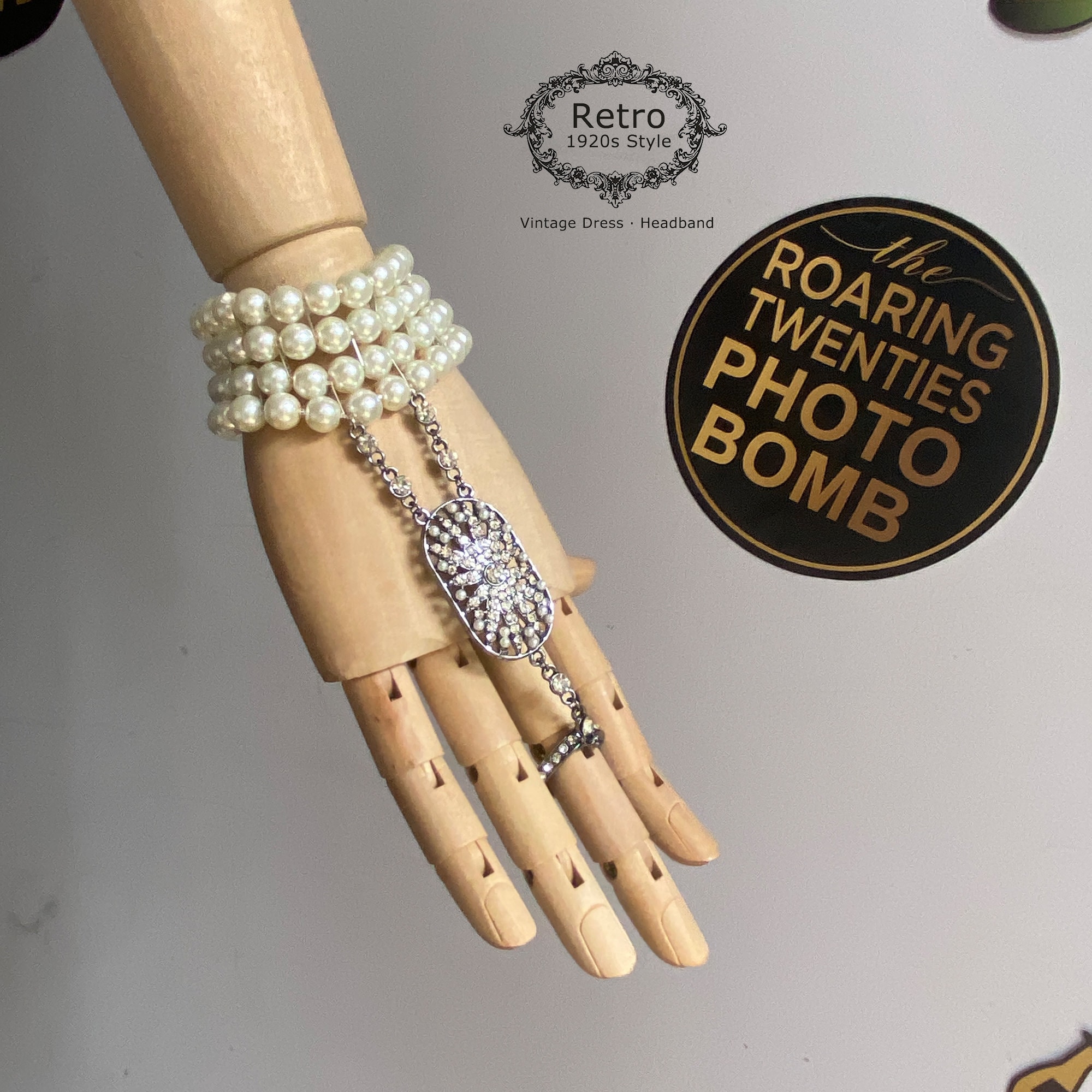 1 PC Braccialetto elastico con perle finte per donne