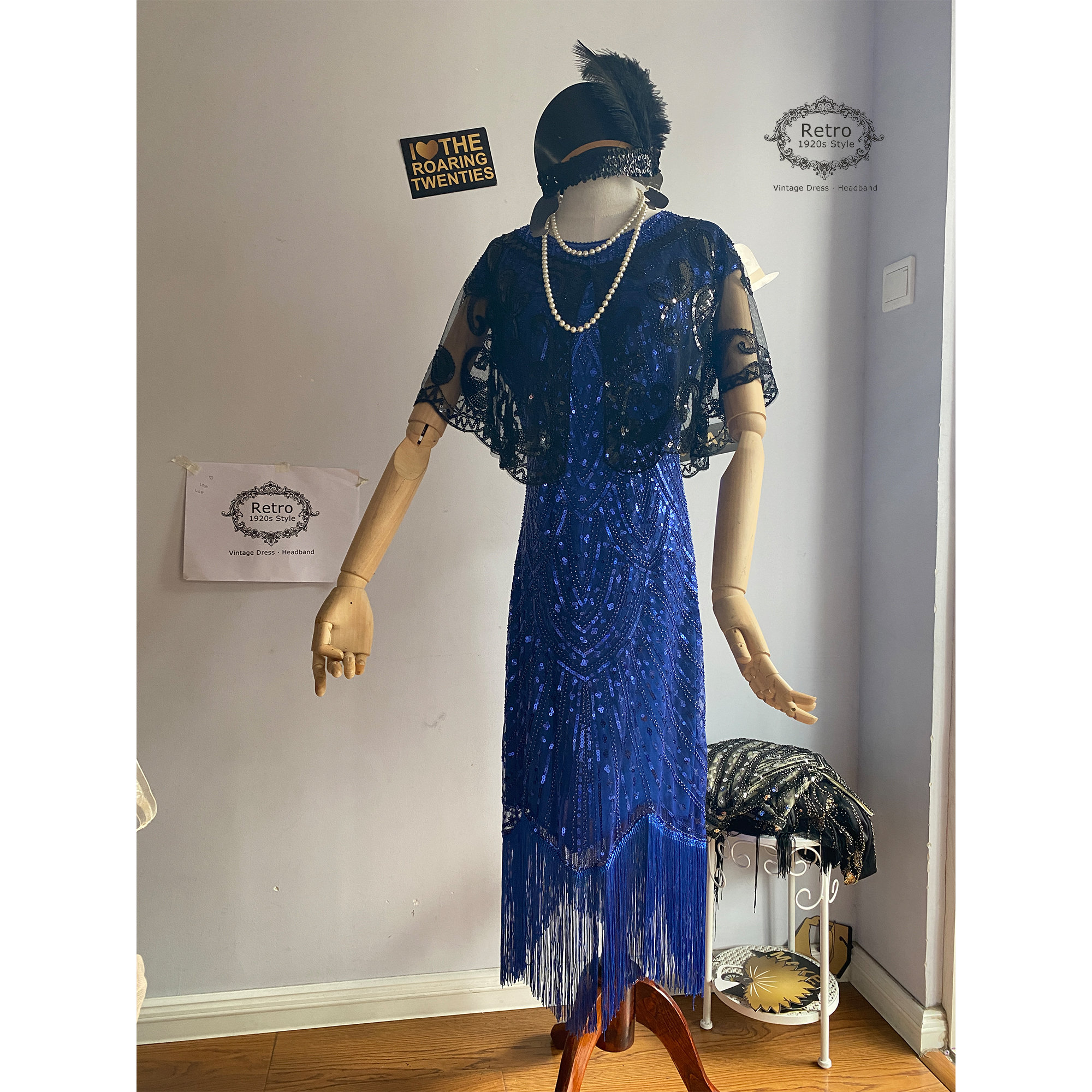 Anni 20 Vestito Frange Lungo Abito Carnevale Adulto Donna Abito