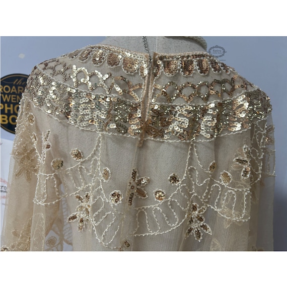 Mantella Vintage Anni '20 Con Paillettes E Perline, Scialle Flapper In Stile Art Déco Perfetto Per Serate Eleganti, Coprispalla Leggero E Brillante Per Matrimoni Ed Eventi Speciali