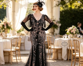 1920S Gatsby Wedding Formal Party Gowns Cocktail Dress Sequin Homecoming Party Dress,Mermaid Evening Prom Dress,Bridal Patry Dress,Guest