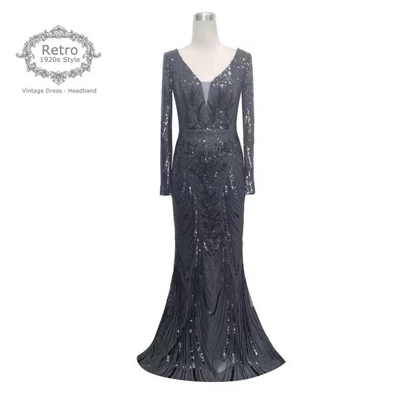silver sequin gatsby dress Whitewed Sequin 1920 Fashion Great Gatsby Halloween Dress Formal Silver, Women's, Size: 8-10