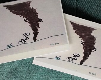 Ever have one of those days? Comical cow & twister, Blank art cards, Original greeting card sets, funny notecards