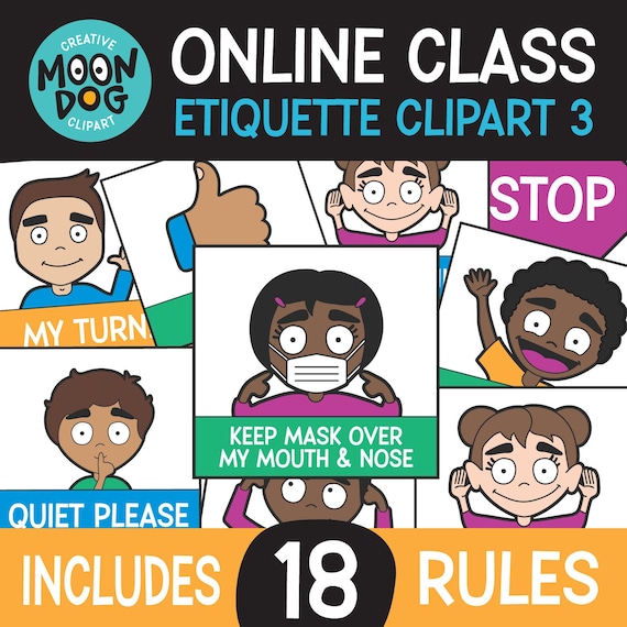Online Classroom Etiquette CLIPART Set 3 Zoom Rules Online Etsy UK