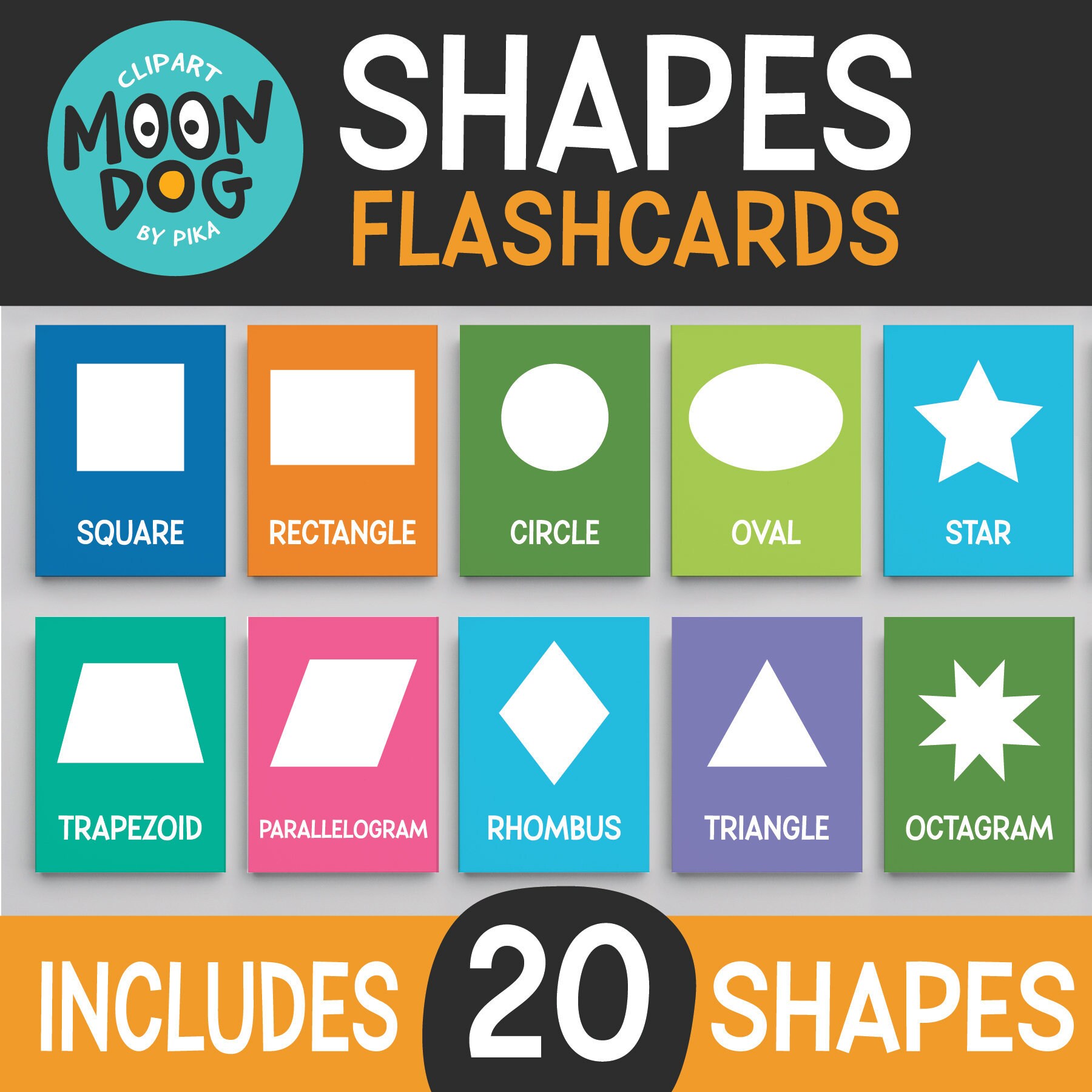 Shapes Flashcards Printable PDF with colorful geometric Etsy