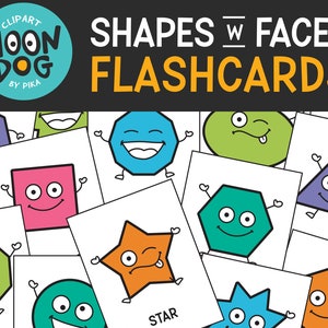 Shapes WITH FACES Flashcards - Printable PDF with colorful, geometric shapes for back to school fun