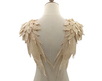 Lace Angel Wings Applique: Shoulder Embroidery DIY Decals (Pair)