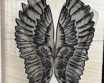 Organza Angel Wings Embroidery Lace Applique: DIY Sewing Accessory (Pair)