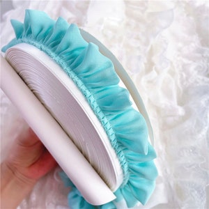 Pleated Chiffon Ruffle Lace Trim: Doll Skirt Edging, 2 Yards