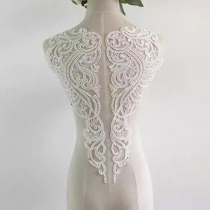 Floral Lace Applique: Embroidered Bridal Dress Patch (38x45cm)