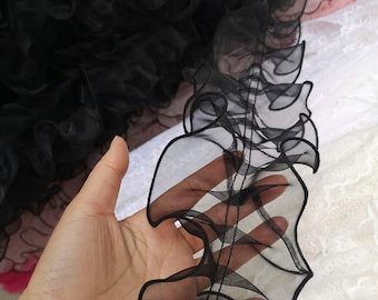 Organza Wave Lace Trim Wedding Dress Lace Accessories Skirt Edging for Doll Making Sold by Yard