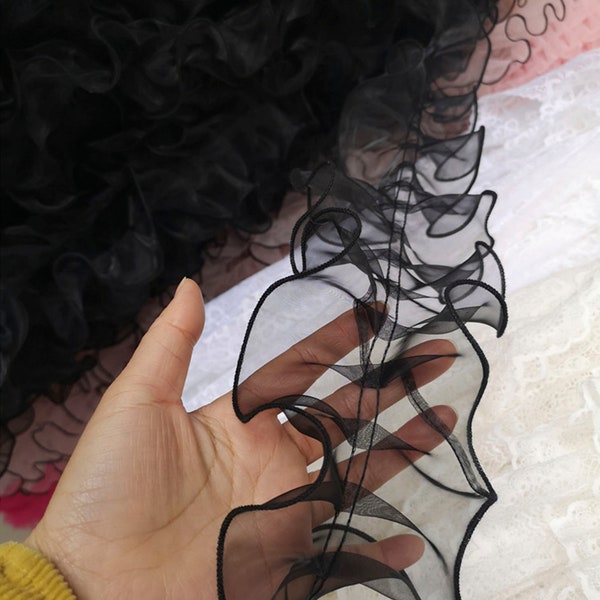 Organza Wave Lace Trim Wedding Dress Lace Accessories Skirt Edging for Doll Making Sold by Yard