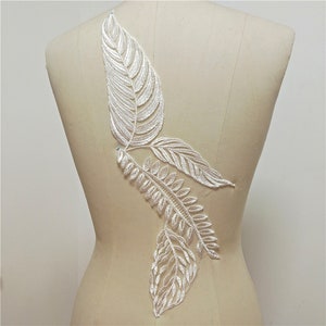 Leaves Lace Applique Embroidery Stitch Patch Motif for Bridal Gown Wedding Dresses Lace Patch Sewing on Costume Evening Dress 1 PC