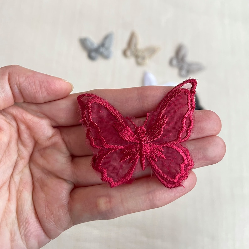 20 Pièces Appliques Papillon En Dentelle Organza - Broderie Double Couche Pour Vêtements Et Décoration