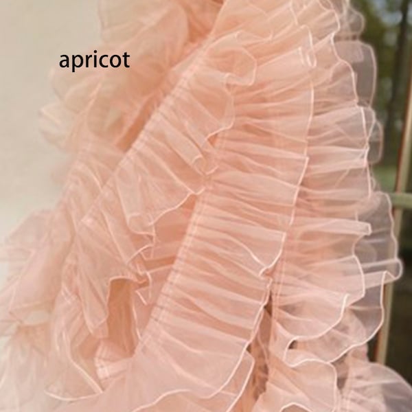 Organza 3D Ruffle Lace Wedding Dress Lace Accessories Skirt Edging for Doll Making Sold by Yard