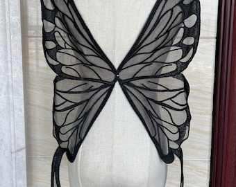 Embroidered Butterfly Wing Lace Applique: DIY Bridal Collar Patch