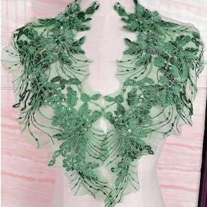Sequin Embroidered Lace Flower Applique: DIY Dress Accessory (Pair)