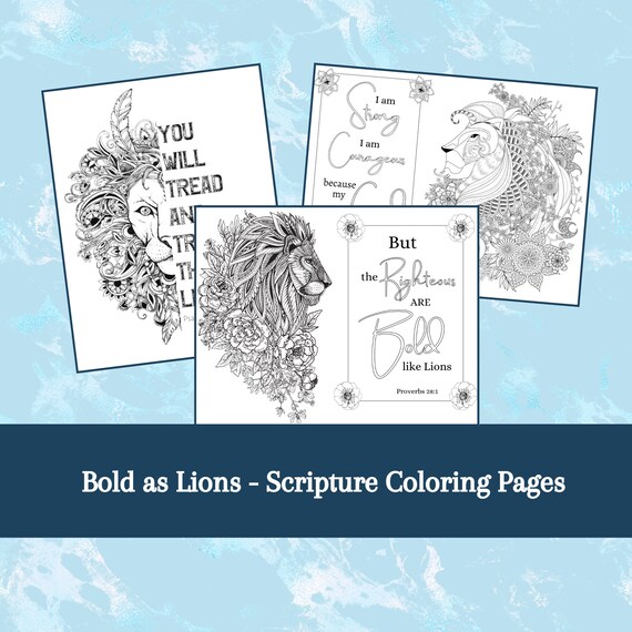 Download Bold As Lions Bible Verse Coloring Pages Printable Christian Etsy