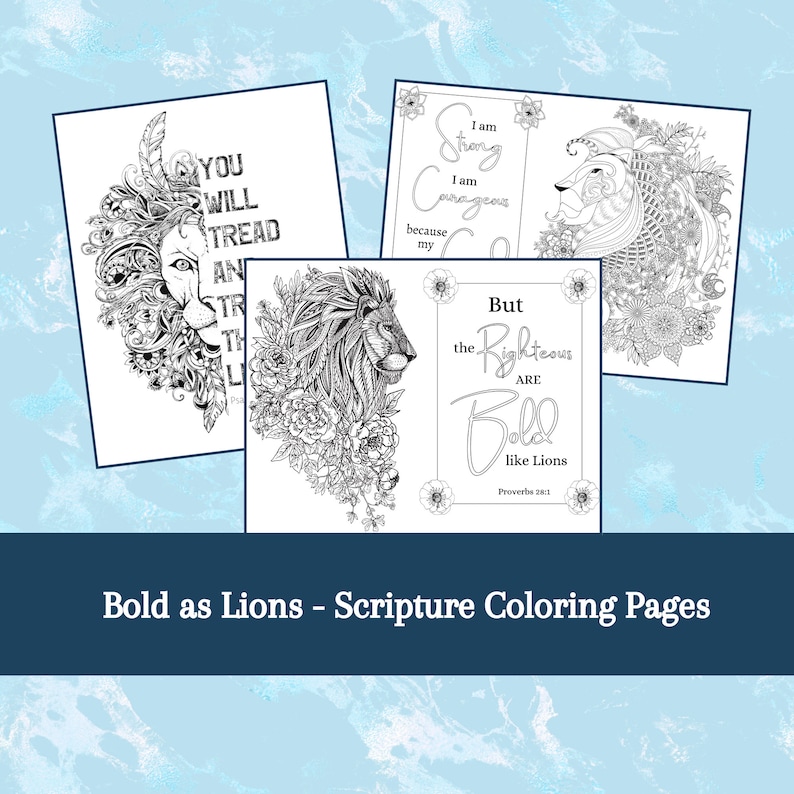 Bold As Lions Bible Verse Coloring Pages Printable Christian Etsy Bold As Lions Bible Verse Coloring Pages Printable Christian Etsy