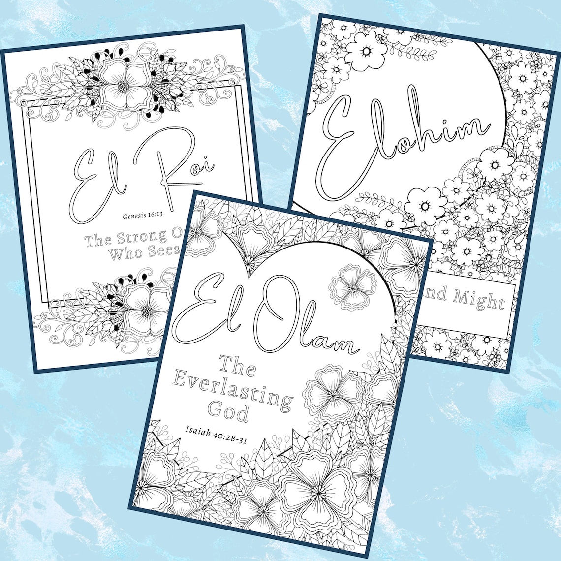 Names of God Scripture Coloring Pages Printable Adult | Etsy