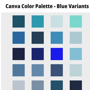Color Palette | Canva Color Palette | Blue | Seven Palettes | Seven Blue monochromatic Color Pallettes | Summer Splash | Mountain Haze
