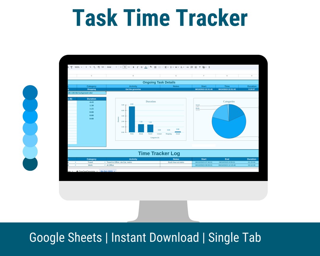 Minimalist Time Tracker Google Sheets Light Mode Task Manager Personal