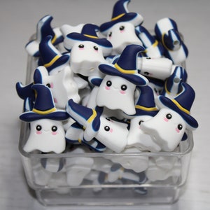 Individual Ghost Silicone beads, White ghost beads, Elf Bead, Halloween beads, Beads for Crafting