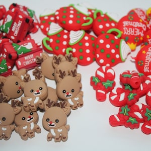 Christmas silicone beads, Reindeer Silicone beads, Beads for crafting, Holiday Beads, Christmas Ornament Beads, Hot Cocoa beads,