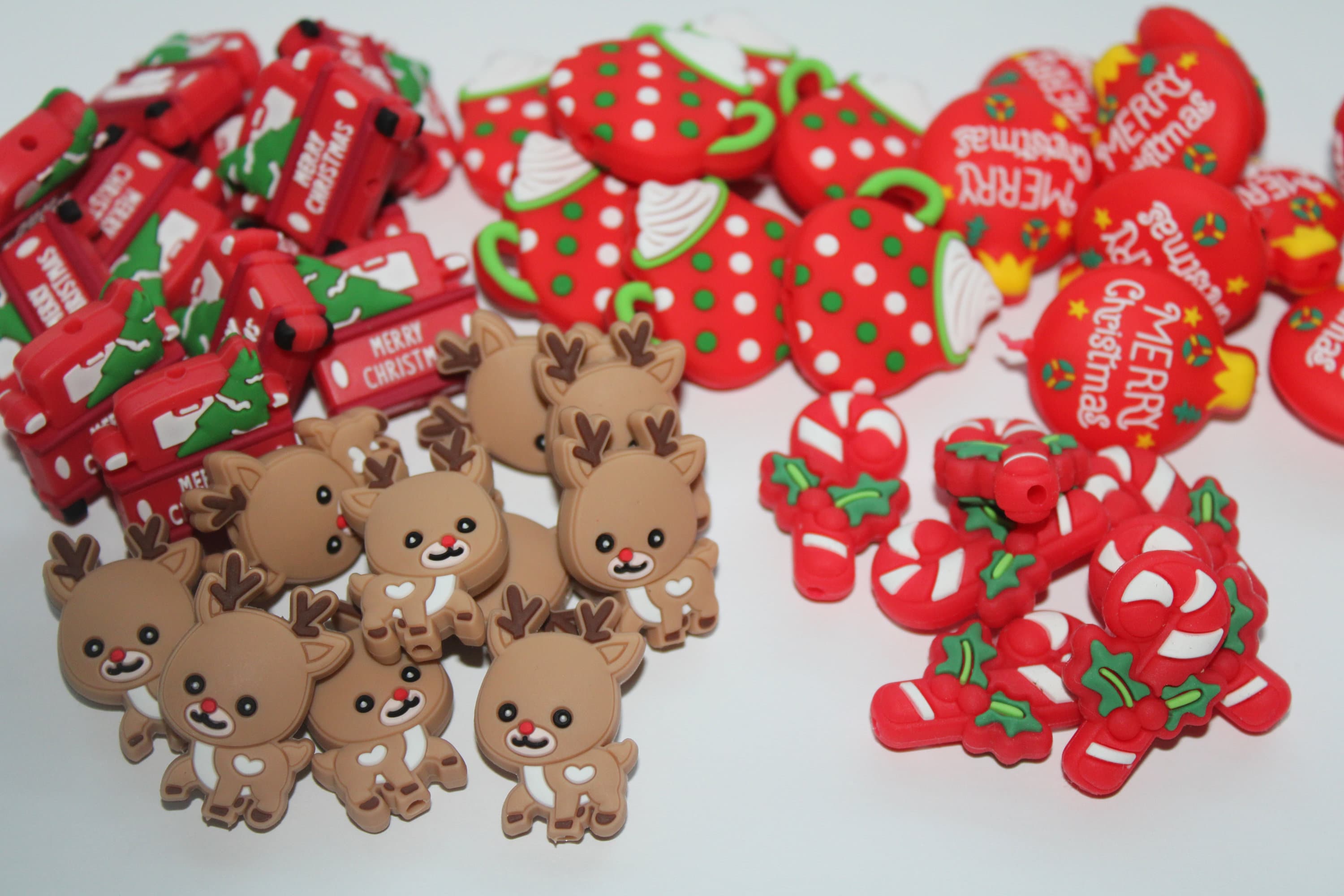 12 Weihnachts-Silikonperlen – Süße Fokal-Perlen Für Stifte, Schlüsselanhänger, DIY Weihnachtsdeko