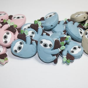Individual Sloth Silicone Bead, Sloth bead, Beads for crafting
