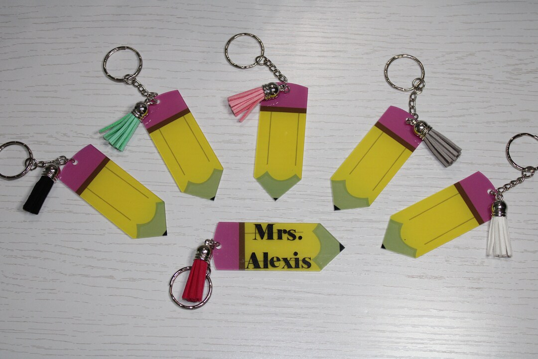 Pencil Acrylic Keychain With Tassel Craft Supply Blank Etsy