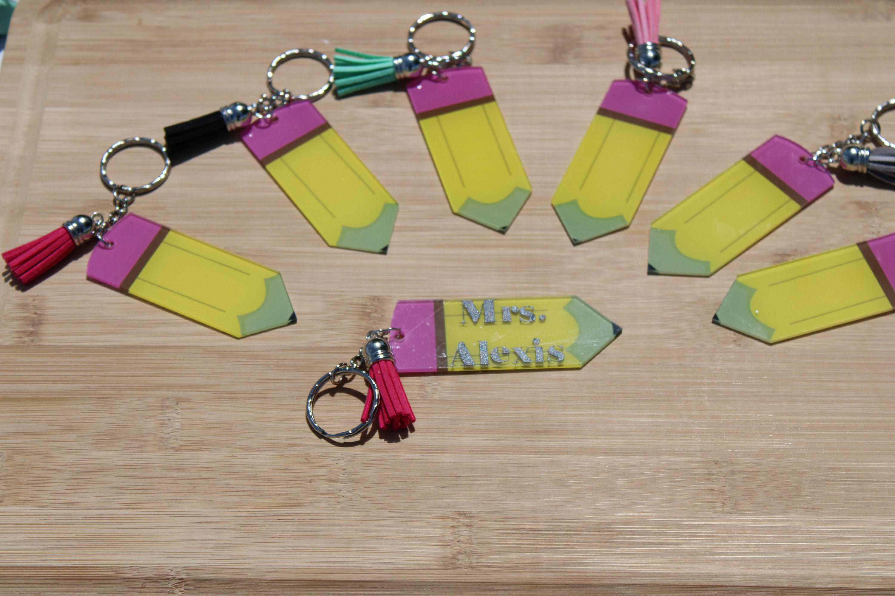 Pencil Acrylic Keychain With Tassel Craft Supply Blank Etsy