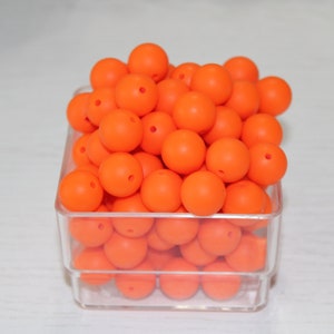 Orange Silicone Beads, 15 mm round, 17 mm hexagon, 19 mm round beads,
