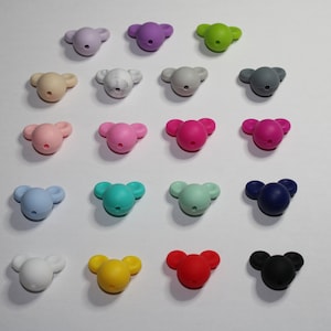 Cuentas de silicona individuales con forma de ratón, cuentas para manualidades, cuentas para cordones