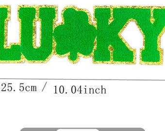 St. Patrick's Day chenille Patch,  Lucky chenille iron on patches, patches for shirts