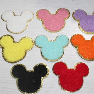 Mouse head chenille iron on patch, chenille iron on patches, patches for shirts