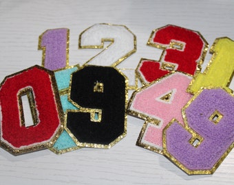 7.5cm Chenille Number Patch 3D Varsity Patches Iron on Alphabet Embroidery  Clothes 