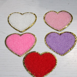 Heart shaped chenille iron on patch, Single heat patch, chenille iron on patches, patches for shirts