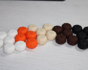 Individual Pumpkin Silicone Beads, Pumpkin shaped silicone beads, Black, brown, orange navajowhite, white pumpkin beads, Fall craft Beads