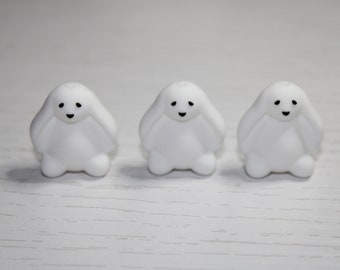 White Rabbit Silicone Beads, Floppy Ears Bunny Beads, Easter Silicone Beads, DIY beads