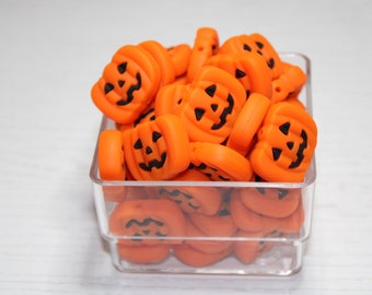 Orange Jack O Lantern Silicone beads, pumpkin silicone beads, Beads for crafting, Halloween Beads