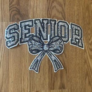 Silver sequin Senior Iron on Patch, DIY Iron on Patch, Patch for sweatshirt, Sequin Iron On Patch