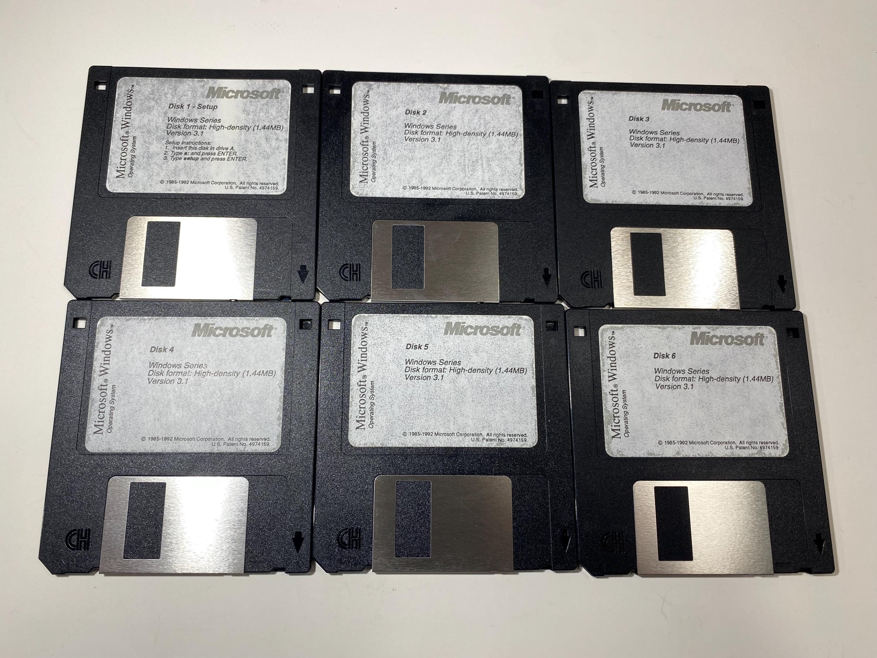Set of 6 Vintage Microsoft Windows 3.1 Operating System Disks 1-6