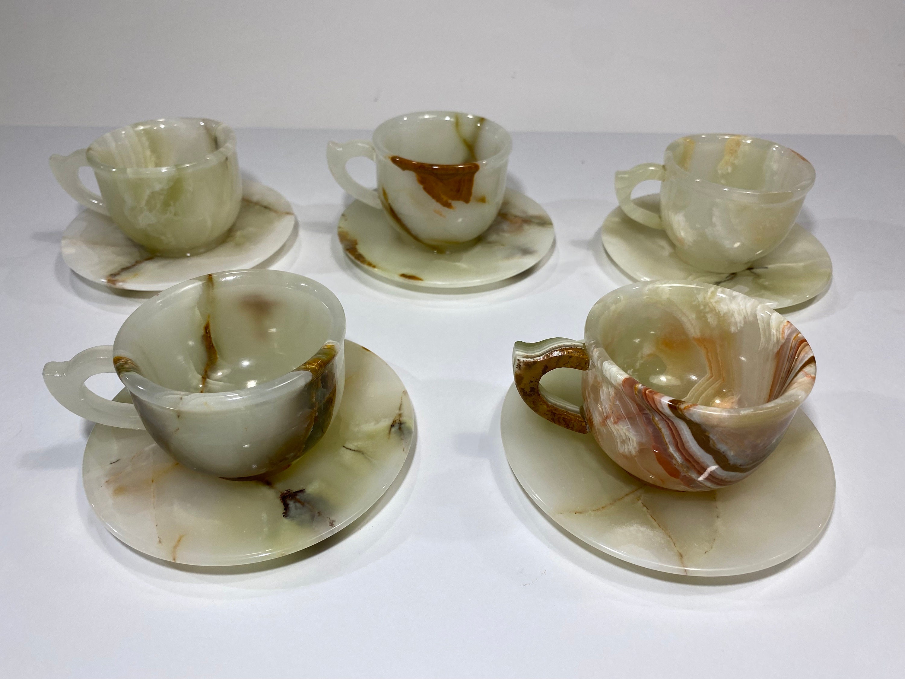 Marble Print Ceramic Tea Cup With Saucer And Spoon Bone - Temu