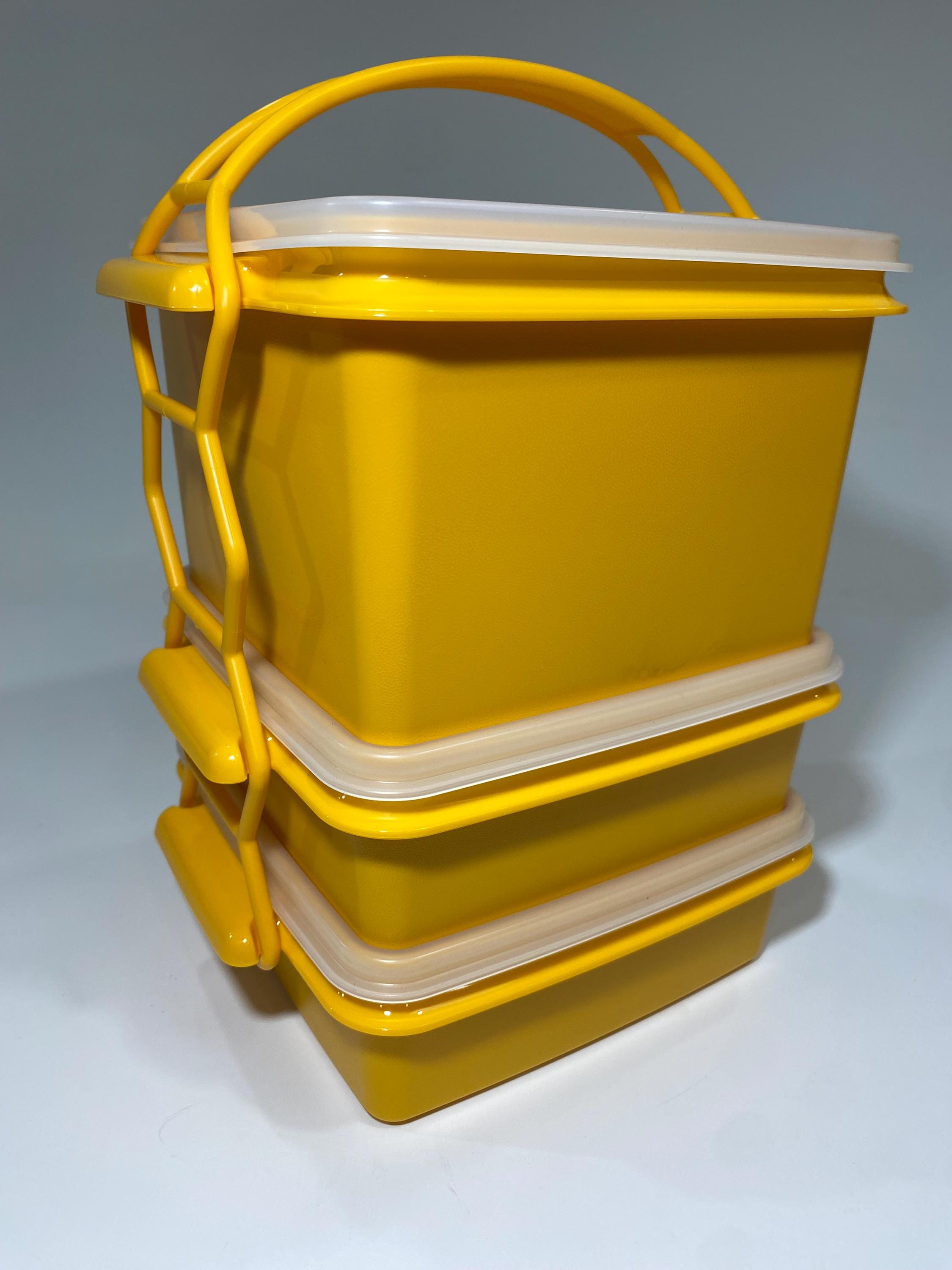 Vintage Tupperware Golden Sun Harvest Square Away Stacking Lunch