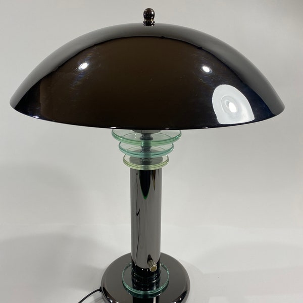 Grote halogeenlamp metallic zwart, UFO, schijf, rond, MCM, Mid Century-look